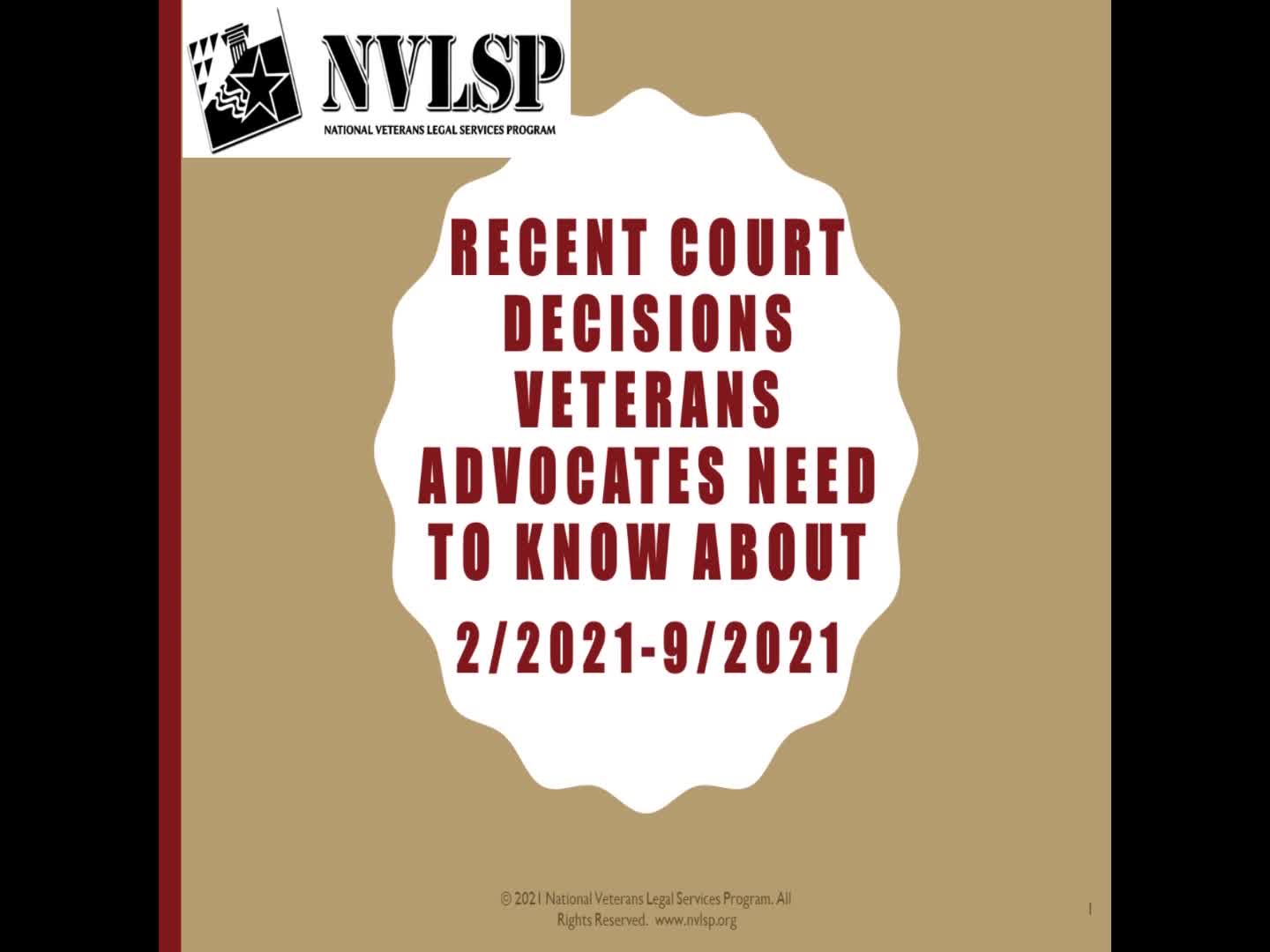 Recent Court Decisions Veterans Advocates Need to Know About (February 2021-September 2021) (VSO)